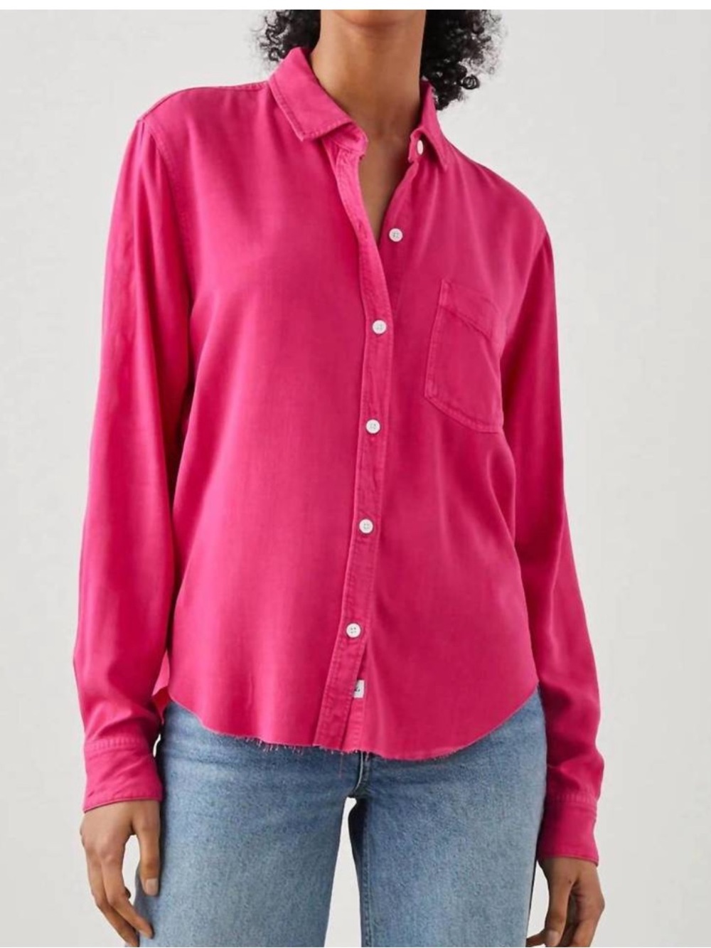 Rails Ingrid Raw Button Down Shirt in Hibiscus Small Long Sleeves Collar Soft